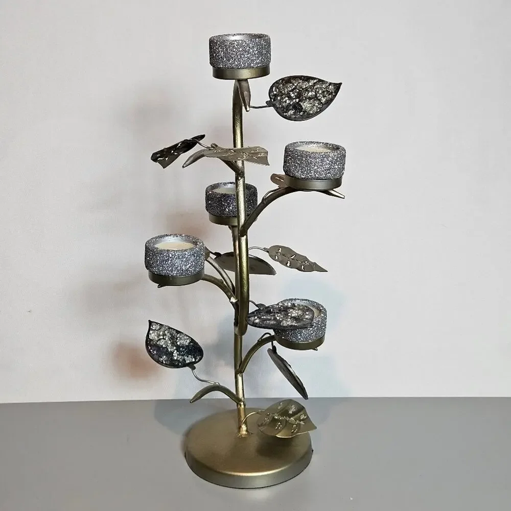 Pier 1 Meral candle holder glitter candles